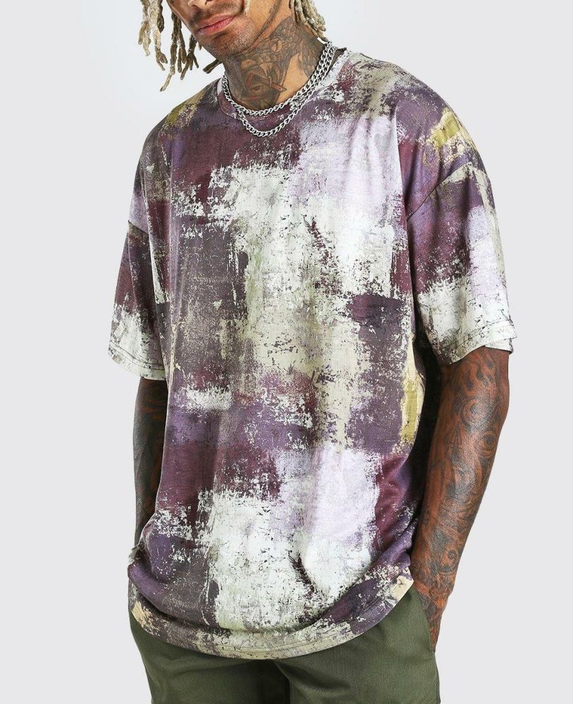 Oversized Camo Print T-Shirt|Size: M