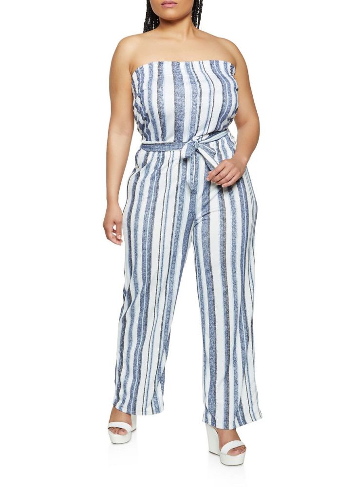  Belted Striped Jumpsuit|Size: 2XL
