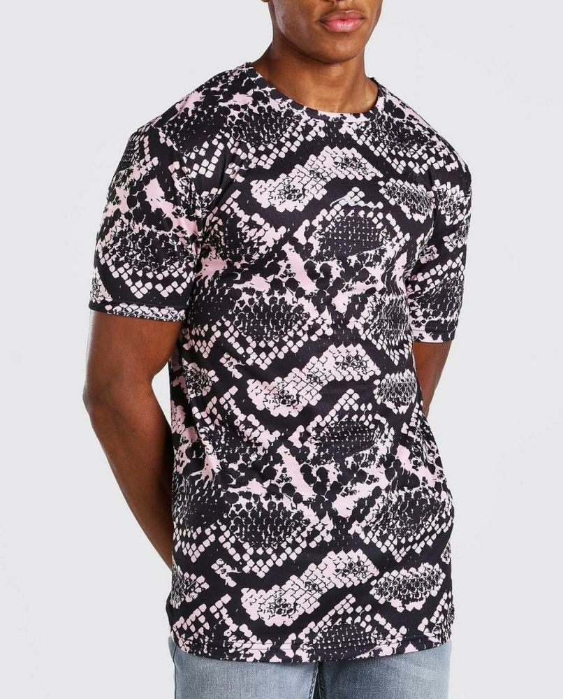  Muscle Fit Signature Snake Print T-Shirt|Size: M