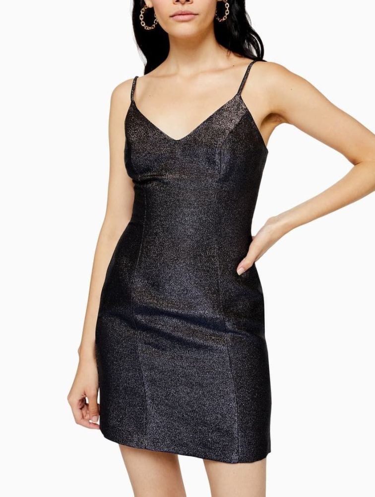 C080|Spaghetti Straps Sparkle Mini Dress Size: L