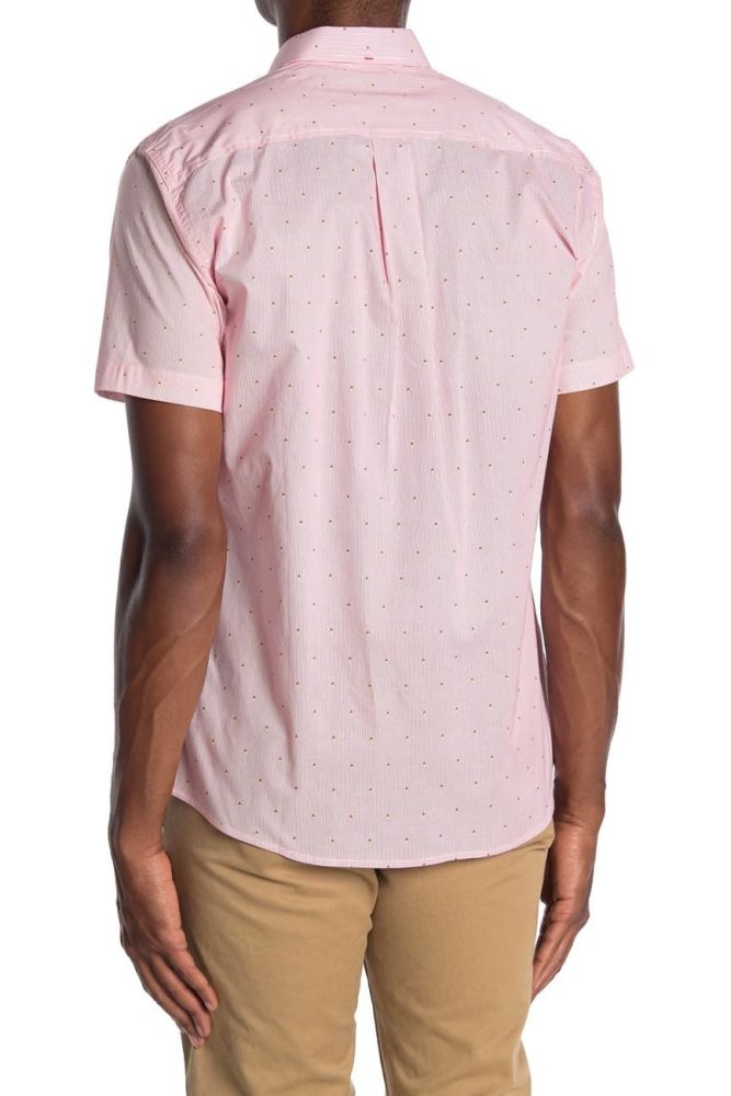 Short Sleeve Thin Line Print Shirt|Size: L