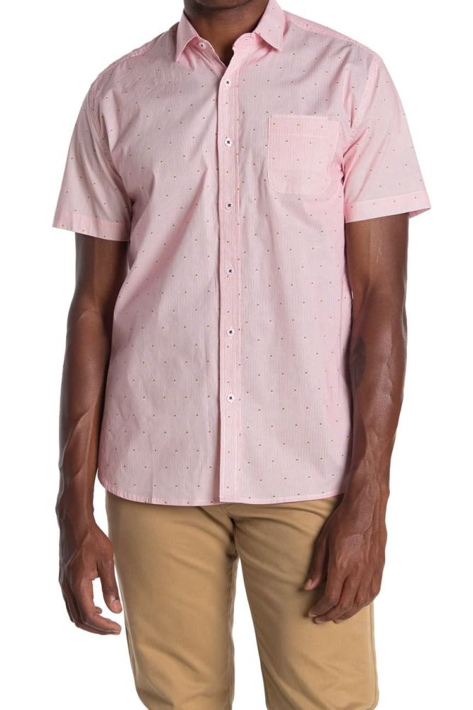 Short Sleeve Thin Line Print Shirt|Size: L