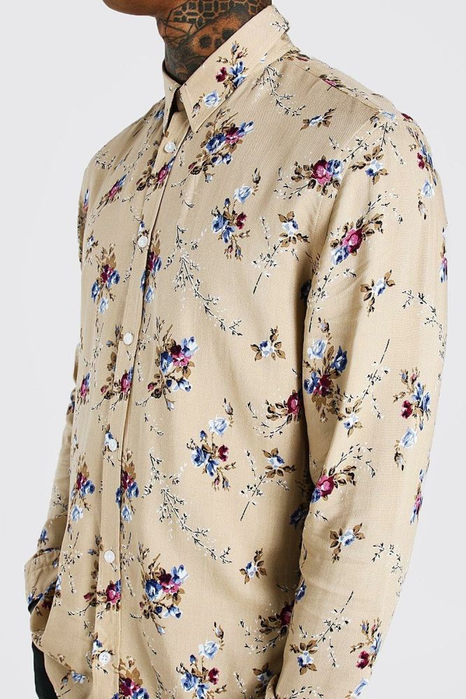  Long Sleeve Floral Print Shirt|Size: L