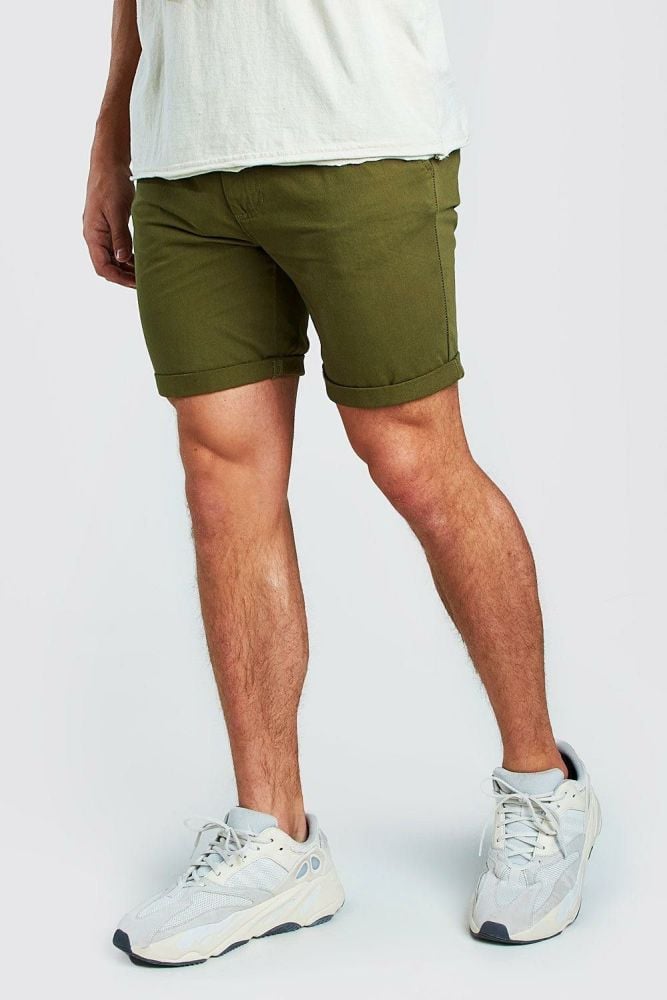 Green Skinny Fit Chino Short|Size: 32 
