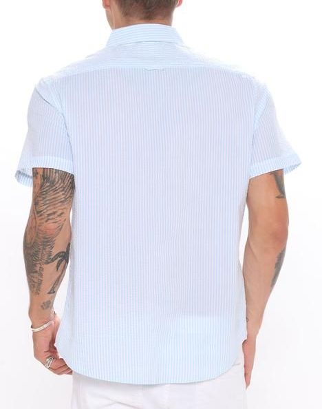 Short Sleeve Button Front Cotton Shirt|Size: M