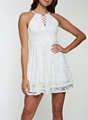 C070|White Short Lace Skater Dress Size: L 
