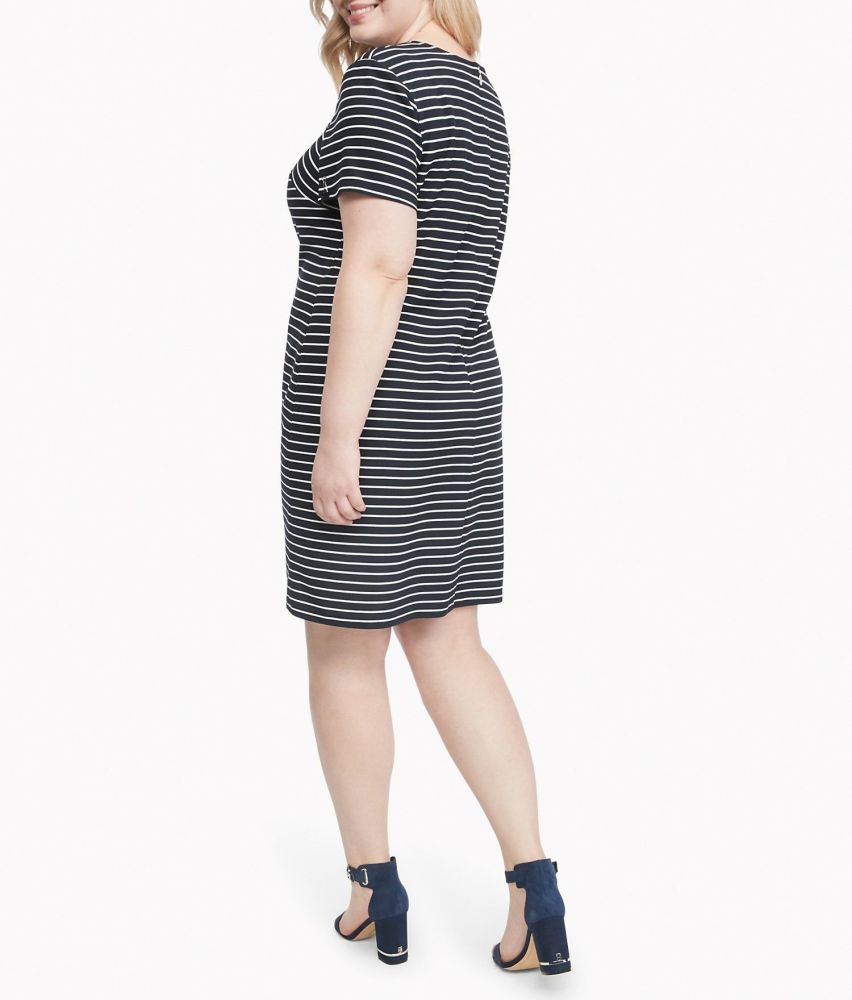 D010|Tommy Hilfiger Essential Short-sleeve Stripe Dress Size: 14