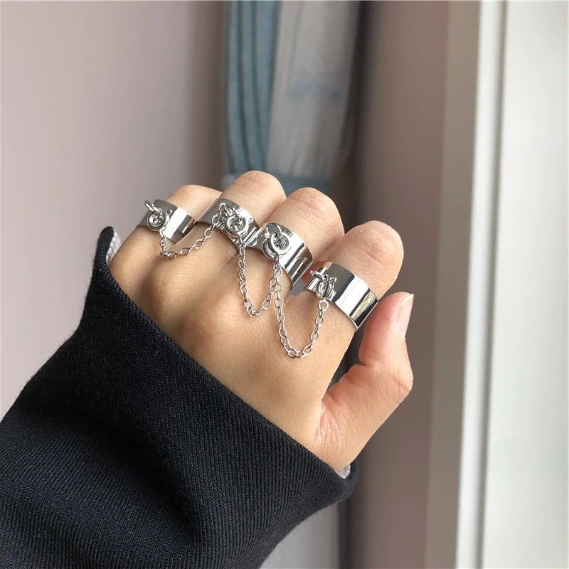 Fashion Multi Layer Silver Adjustable Ring Set