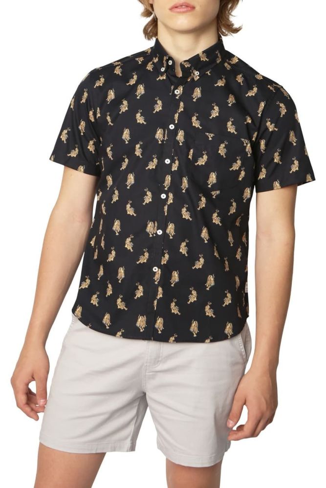 Tiger Print Short Sleeve Shirt|Size: S