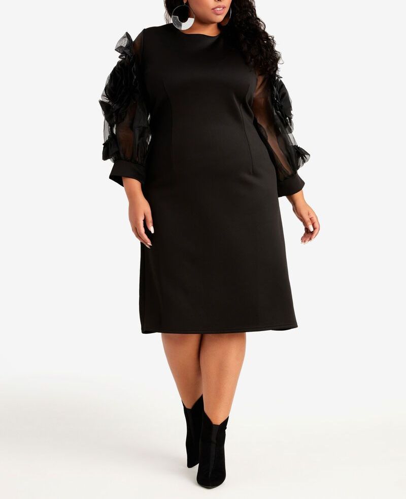 F018 Long Sleeve Ruffle Sleeve Dress Size: 18/20