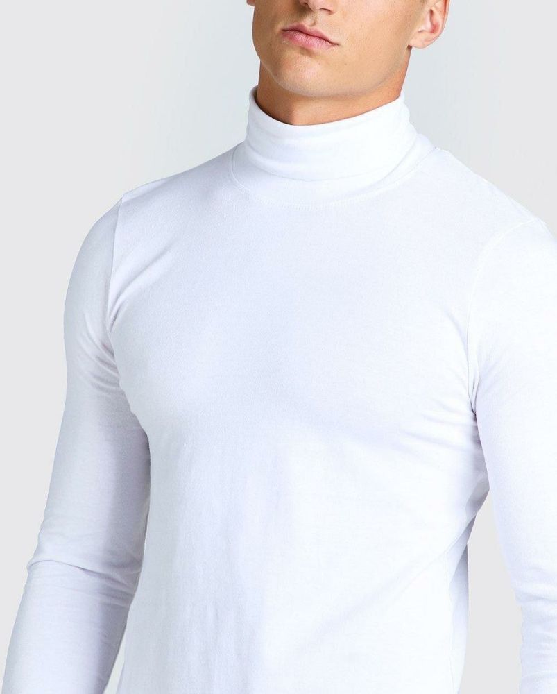 Off-White Turtleneck White Muscle Fit Long Sleeve T-Shirt Size: M SKU: 57N6758