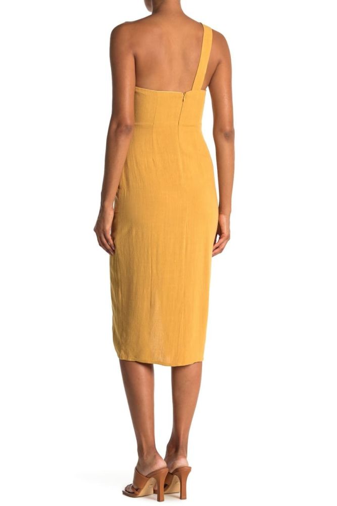 C104|One-Shoulder Faux Wrap Dress Size: L