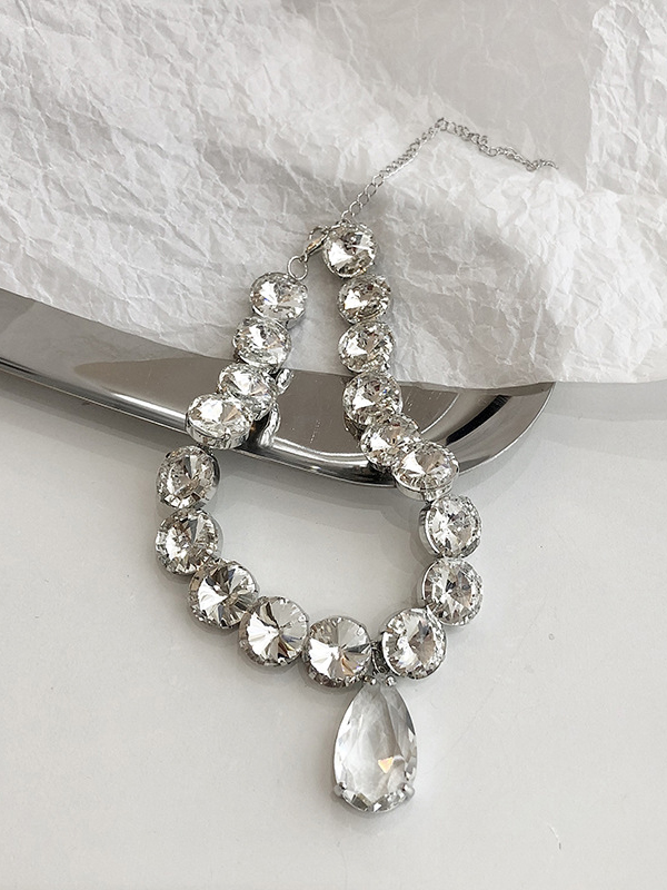 Silver Rhinestone Choker Necklace