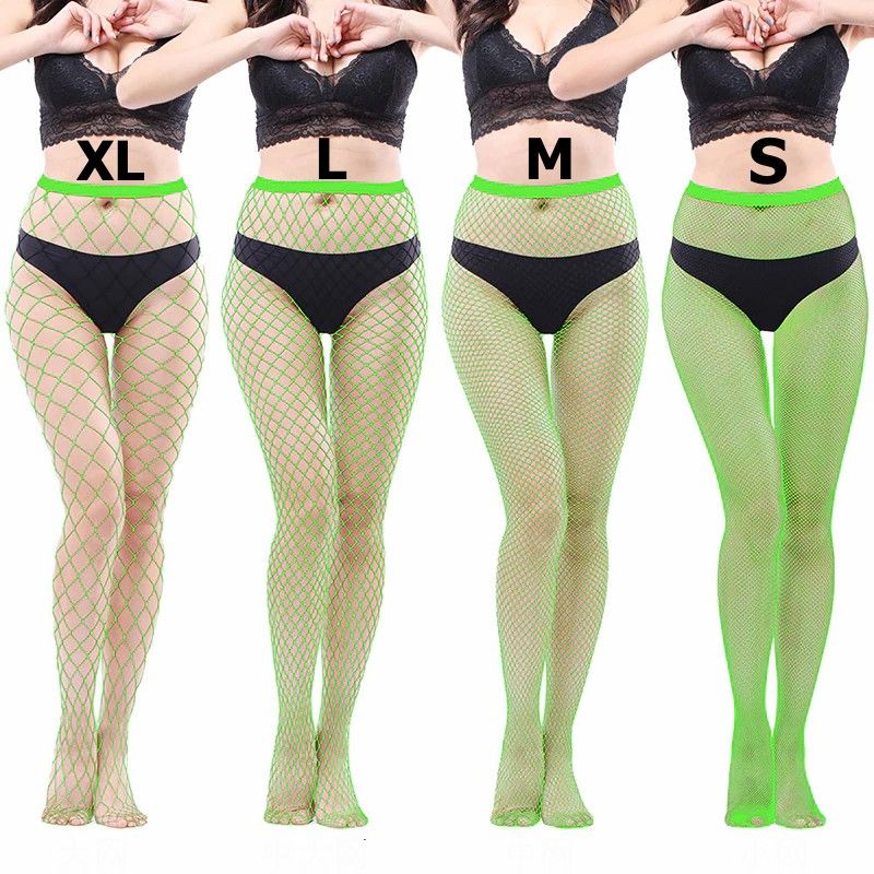 Green Stretch Fishnet Long Stockings|Size: OS