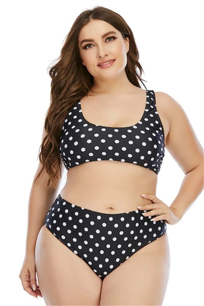 Polka Dots Print Two -piece Swimwear Size: XL