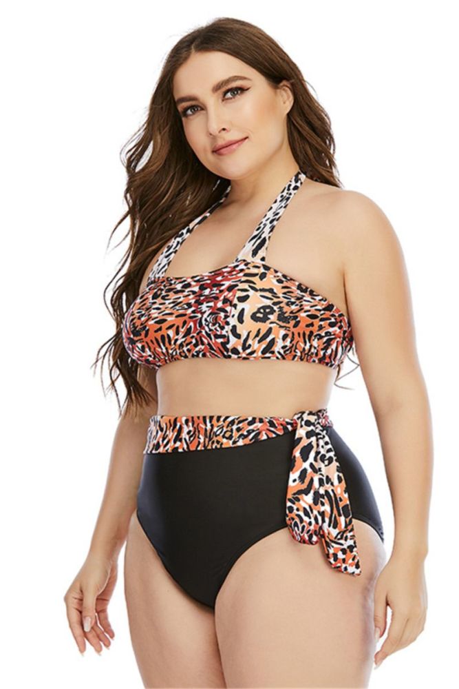 Leopard Print Two-piece Swimwear Size: 3XL