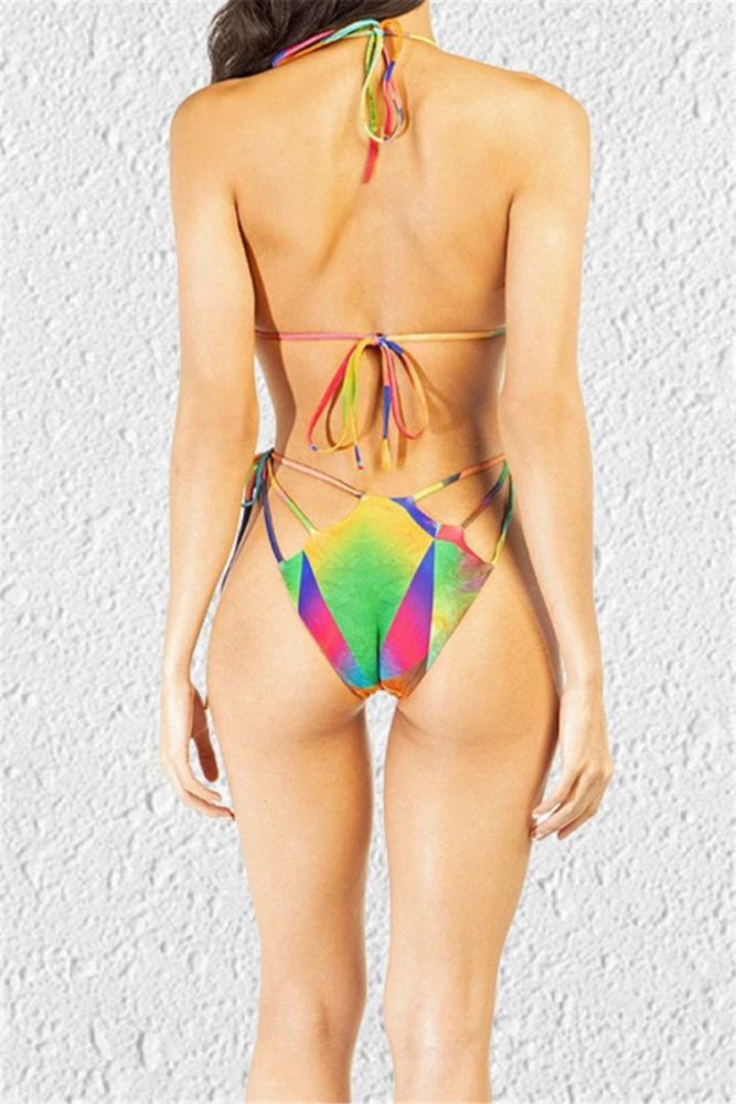 Multicolor Print Two-piece Bikini|Size: M