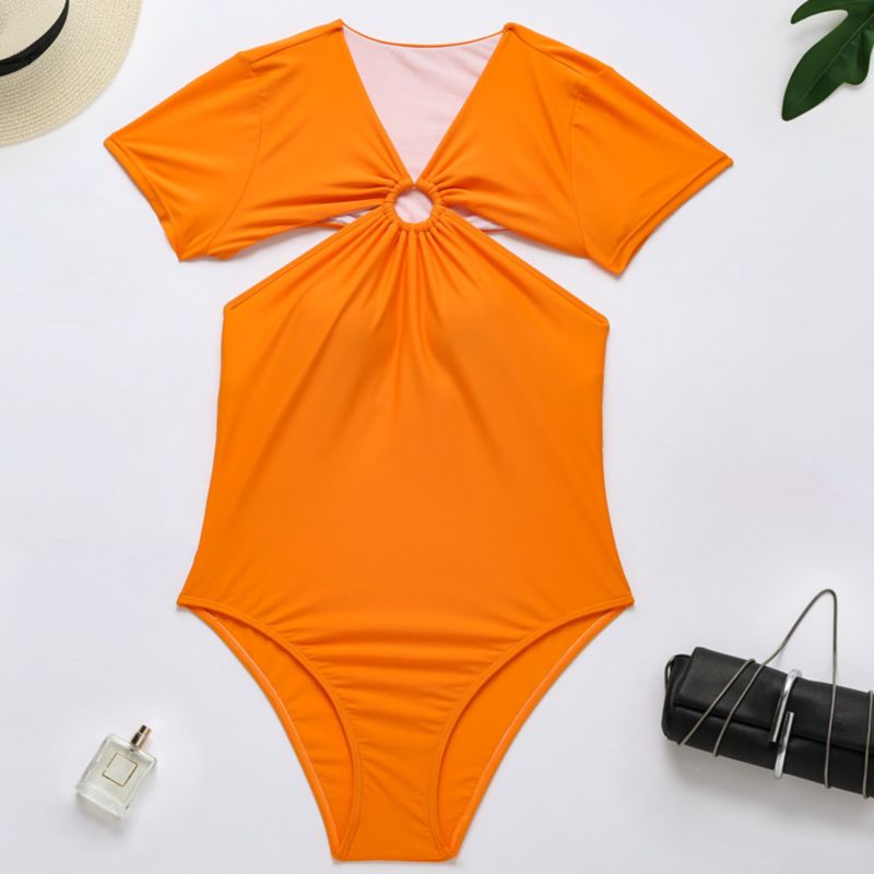 Short-Sleeve One-piece Swimwear|Size: L 