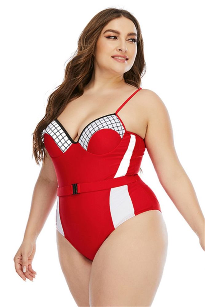 Red/White One-piece Swimsuit Size: 1XL 