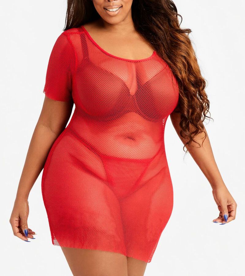 Red Mesh Short Sleeve Size: 1X