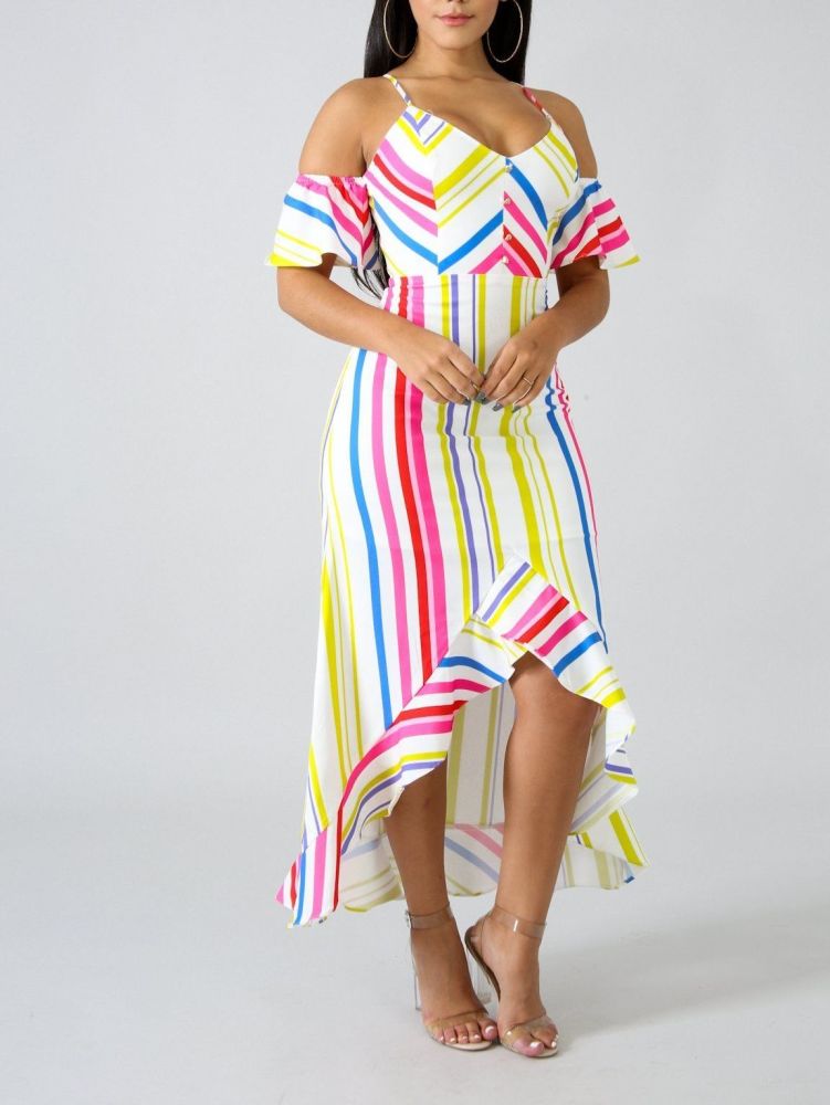B117 Colorful Print Maxi Dress Size: M