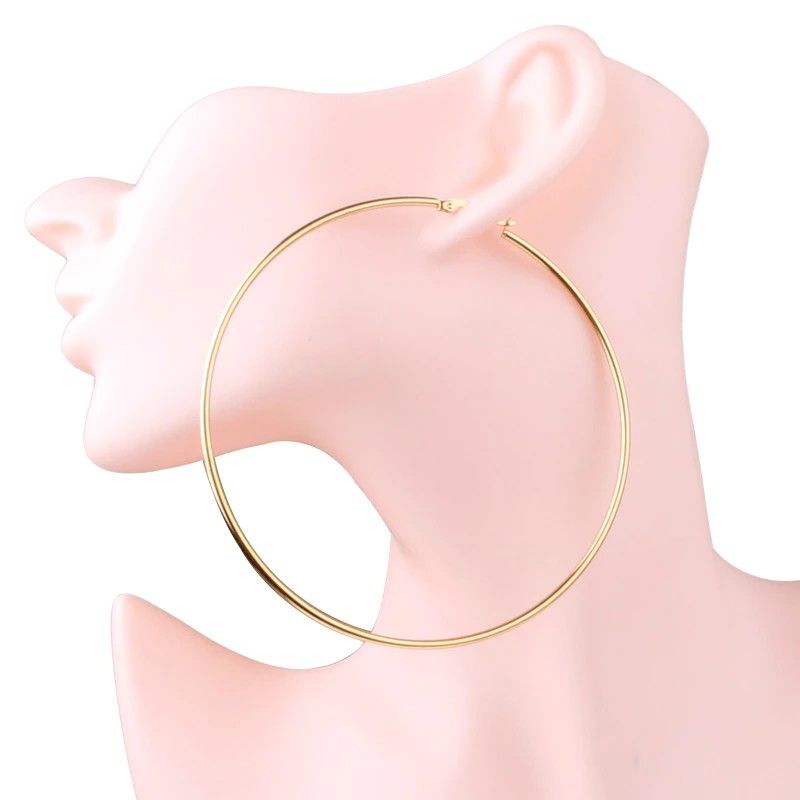 90MM Stainless Steel Gold Hoops #E8N76