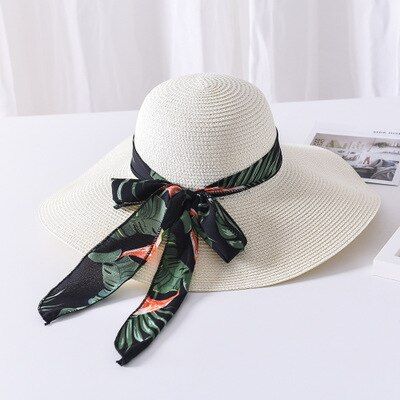 Floppy Bow/Ribbon Tie Beach Hat|Size: (One Size Fits Most)
