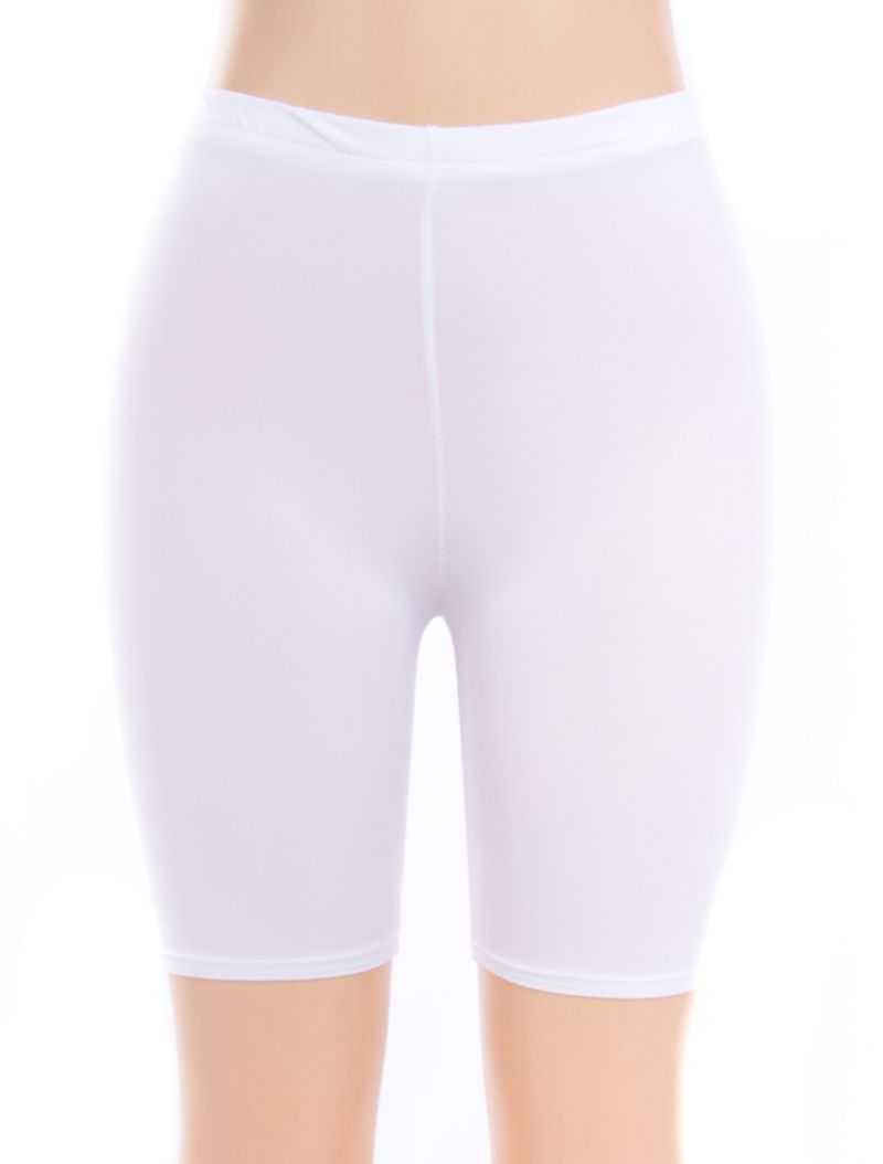White Slim Fit Biker/Yoga Short|Size: M