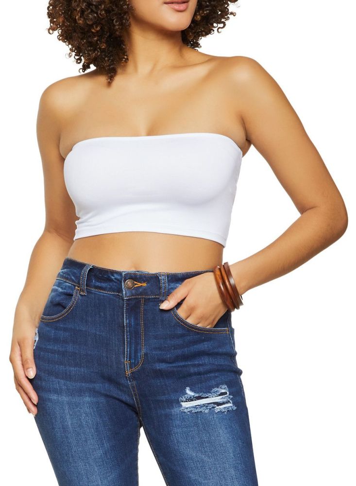 Solid White Bandeau Top|Size: XL