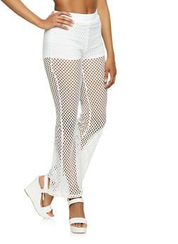 White Flared Fishnet Pants|Size: S