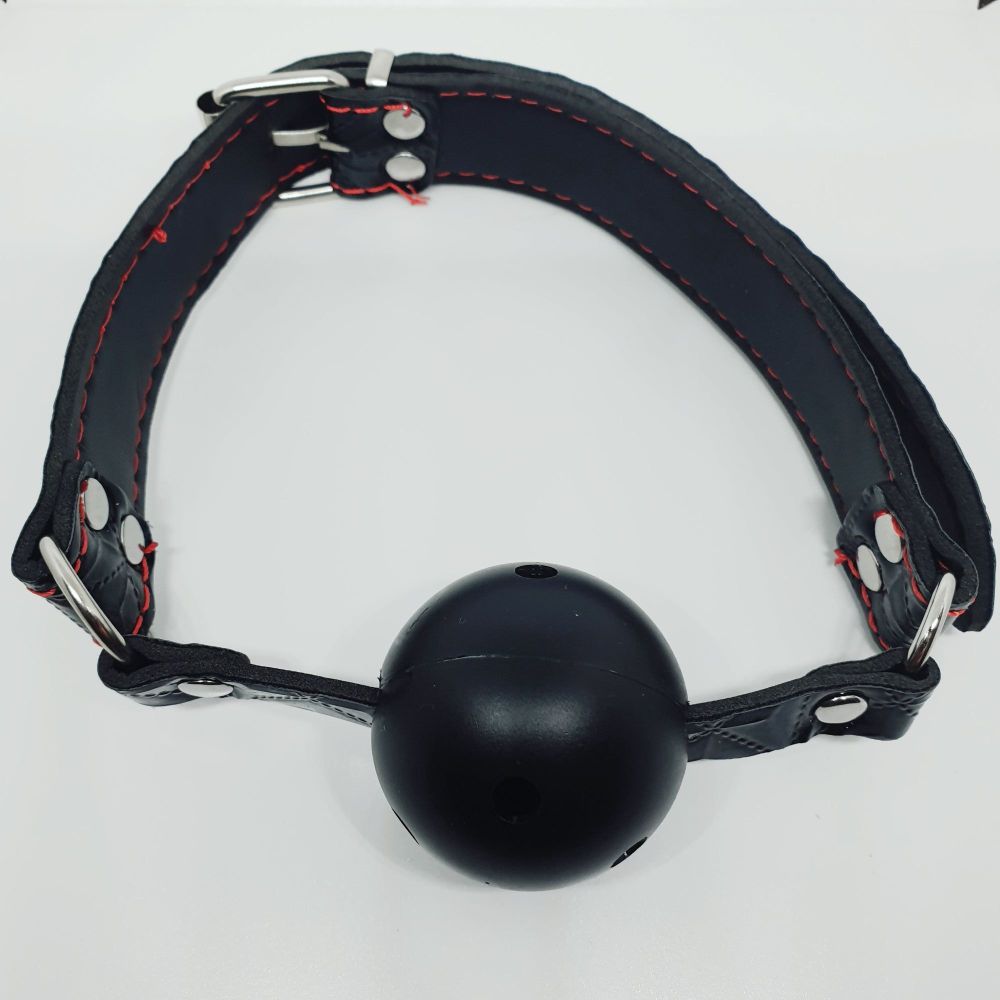 Black/Red Trim Mouth Gag Ball Harness
