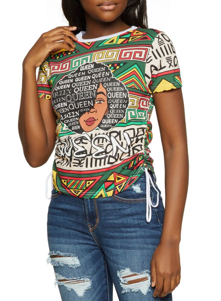 Graphic Printed Short Sleeve Top Size: M