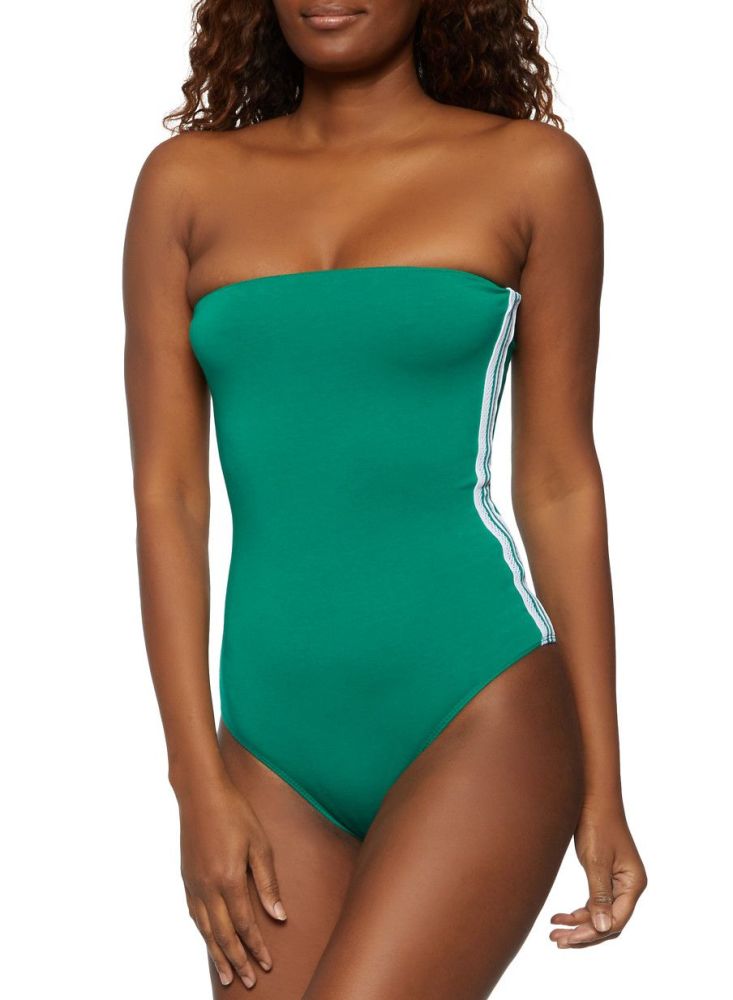 Green Striped Tape Size Bodysuit|Size: M