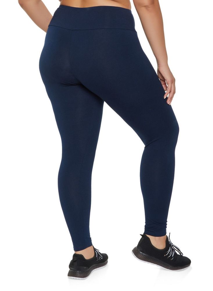  Navy Solid Knit Leggings Size: 3X