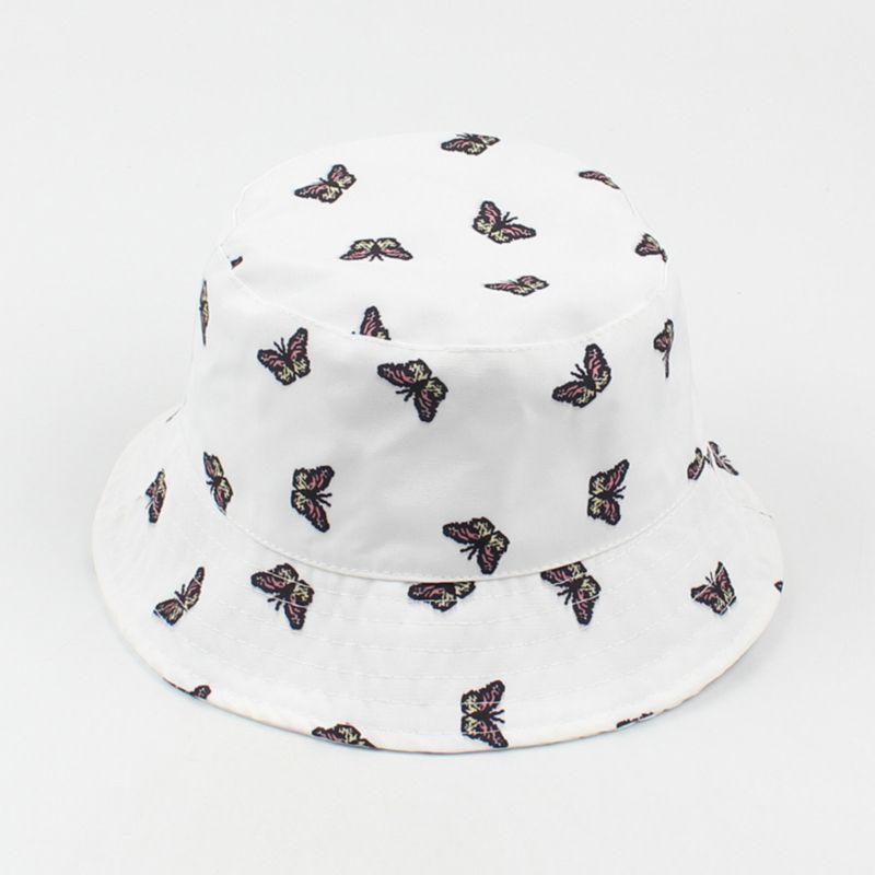 White Summer Printed Bucket Hat Size: OS