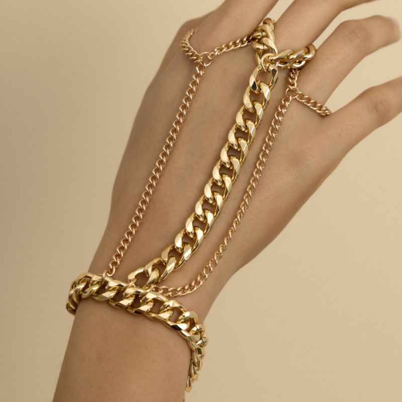 Gold Hip hop Style Metallic Three-Layered Bracelet