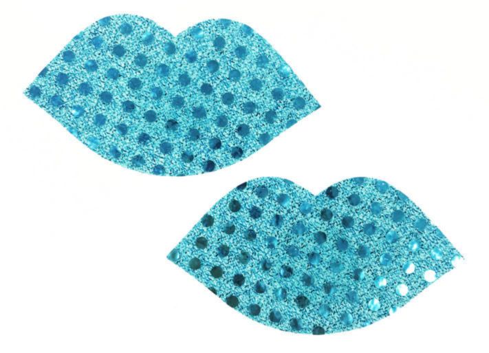 Blue Disposable Sequin Lip Shape Nipple Pad