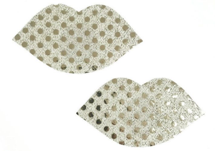 Silver Disposable Sequin Lip Shape Nipple Pad