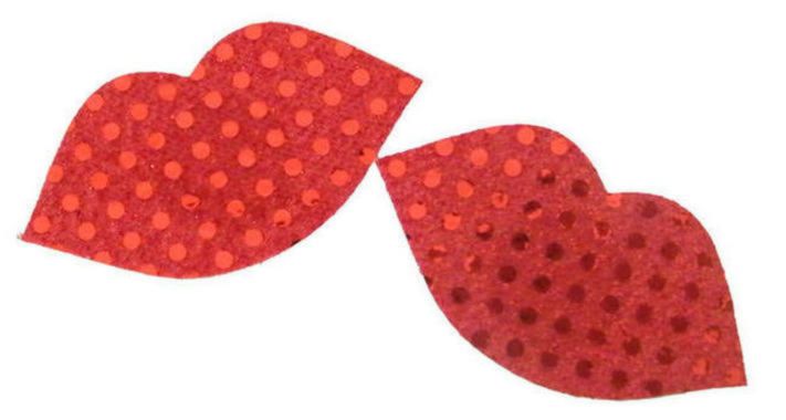 Red Disposable Sequin Lip Shape Nipple Pad