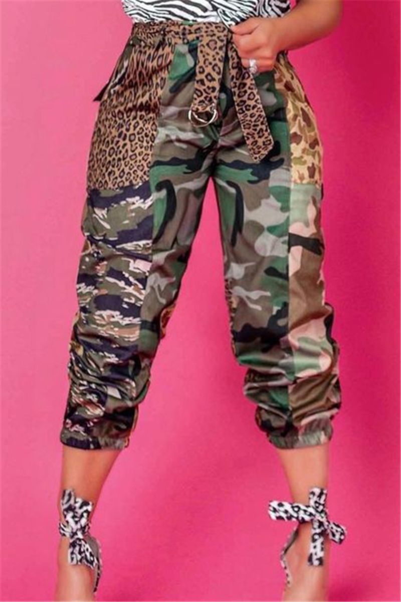 Camo/Leopard Printed Loose Casual Pants |Size: XL (with belt)