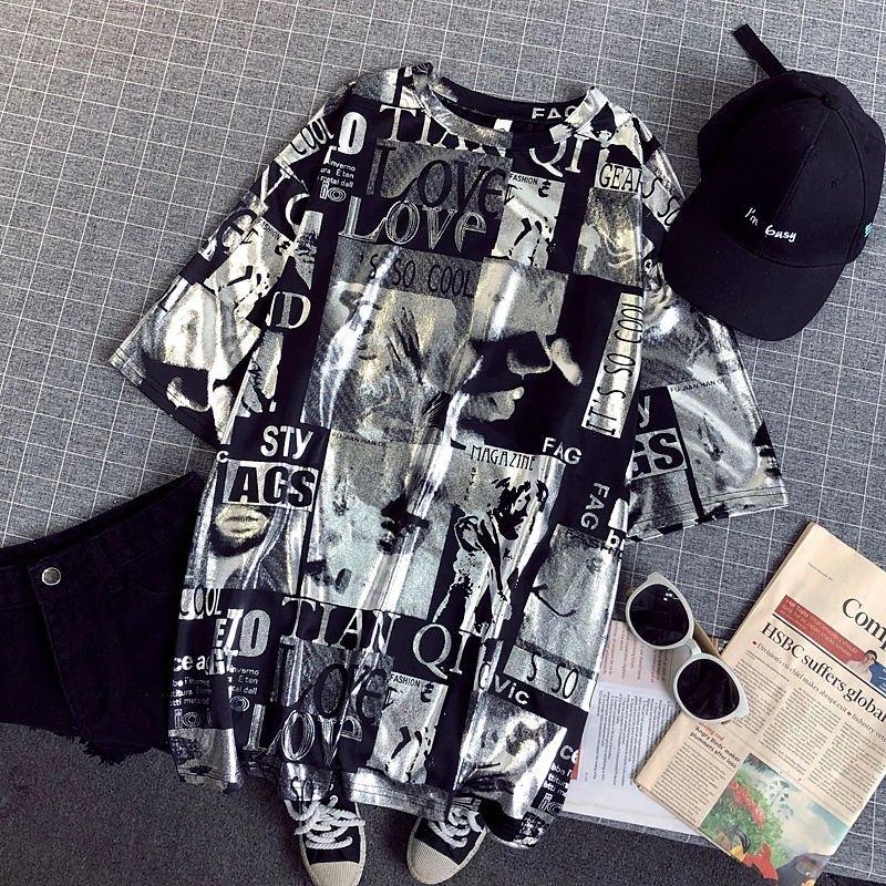 Oversized Loose Fit Printed T-Shirt |Size: L
