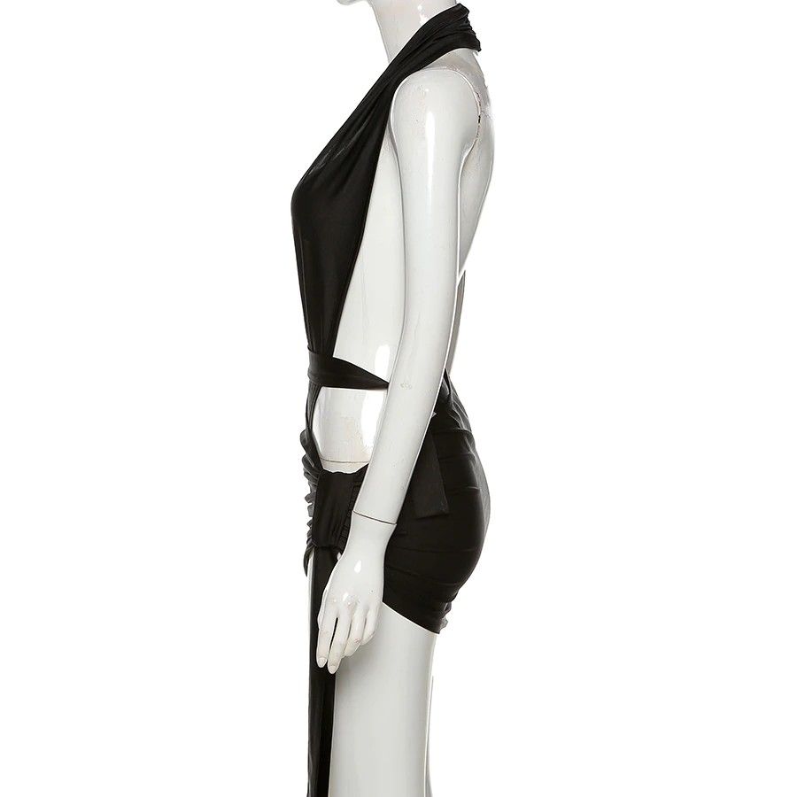 New Markdown Black 2-Piece Halter Neck Sleeveless Streetwear Size: M