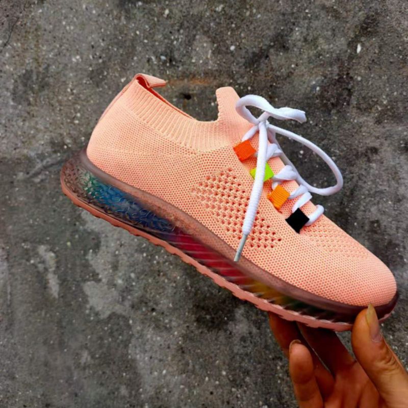 Peach Lace-Up Sneaker Size: 7.5