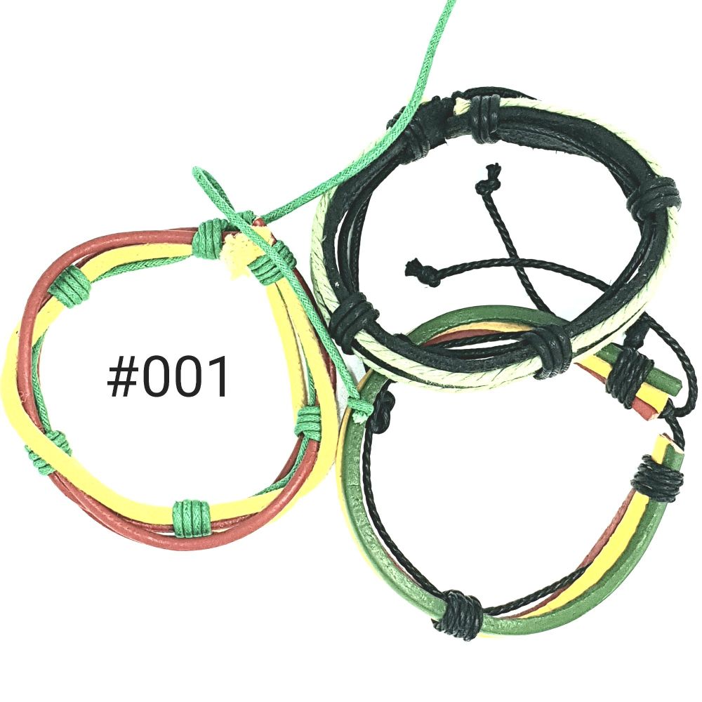 #001|Leather Adjustable Bracelet Set
