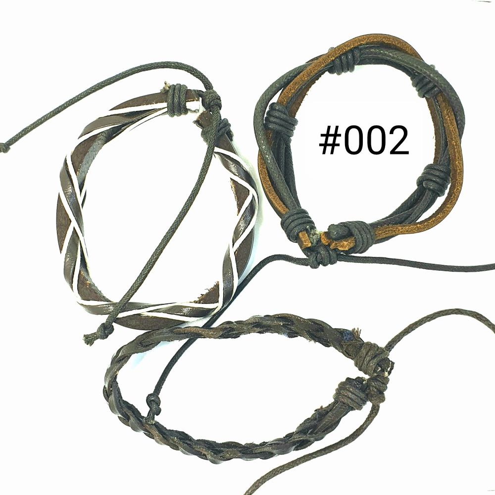 #002 Leather Adjustable Bracelet Set