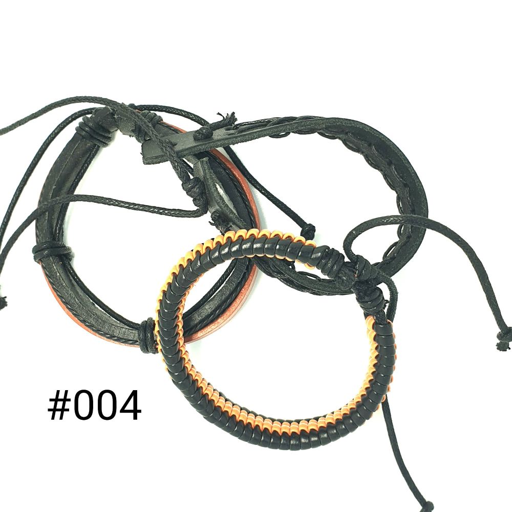 #004|Leather Adjustable Bracelet Set