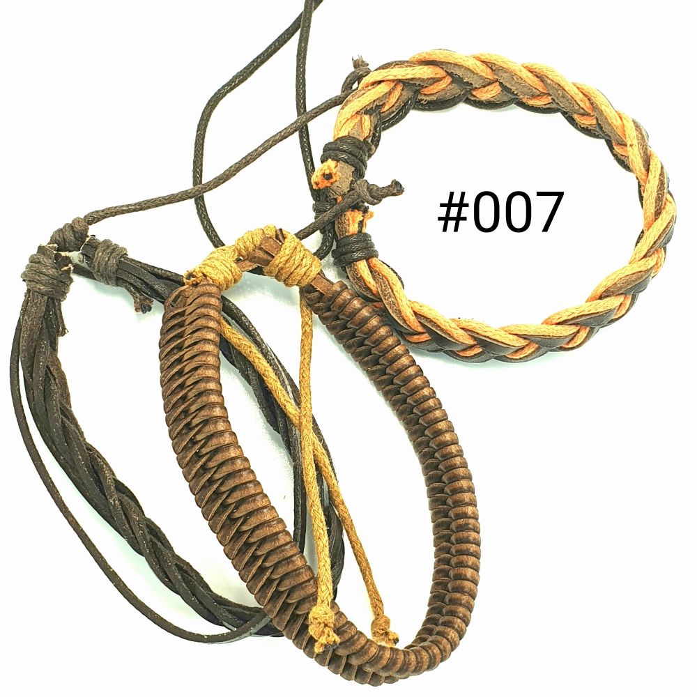 #007 Leather Adjustable Bracelet Set