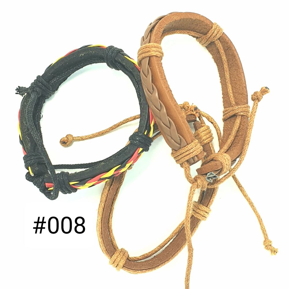 #008 Leather Adjustable Bracelet Set