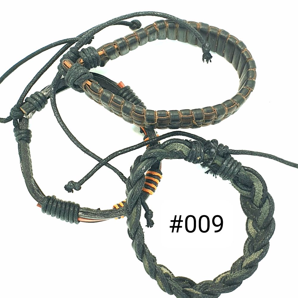 #009|Leather Adjustable Bracelet Set