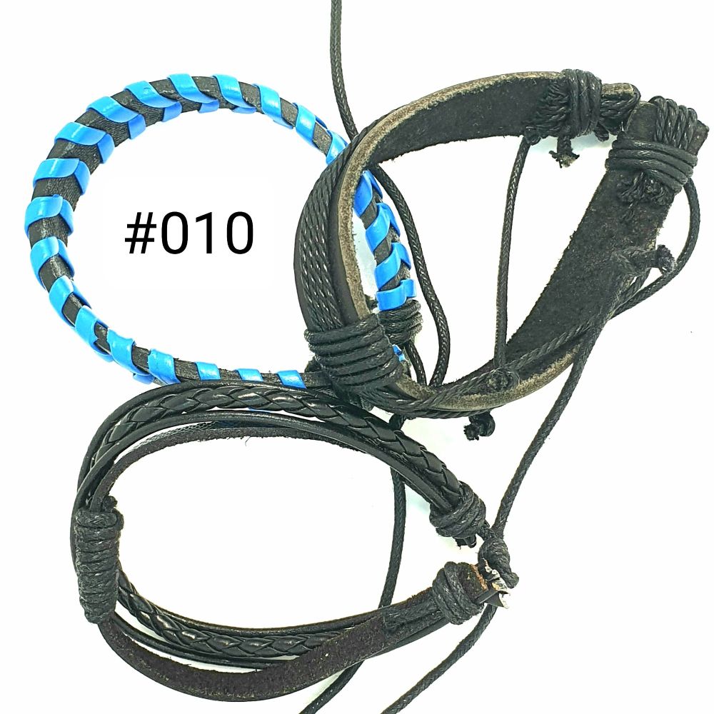 #010 Leather Adjustable Bracelet Set
